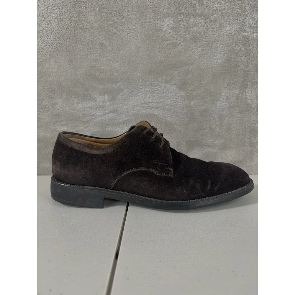Salvatore Ferragamo Derby Shoes Mens 8.5 Brown Suede Leather Lace Up Italy
